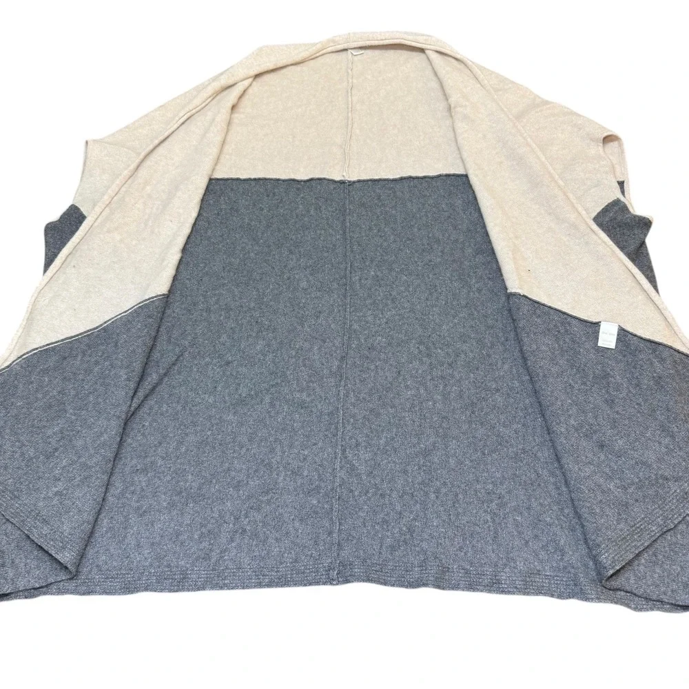 Nordstrom Beige Gray‎ Colorblock Cashmere Poncho Wrap Shawl One Size